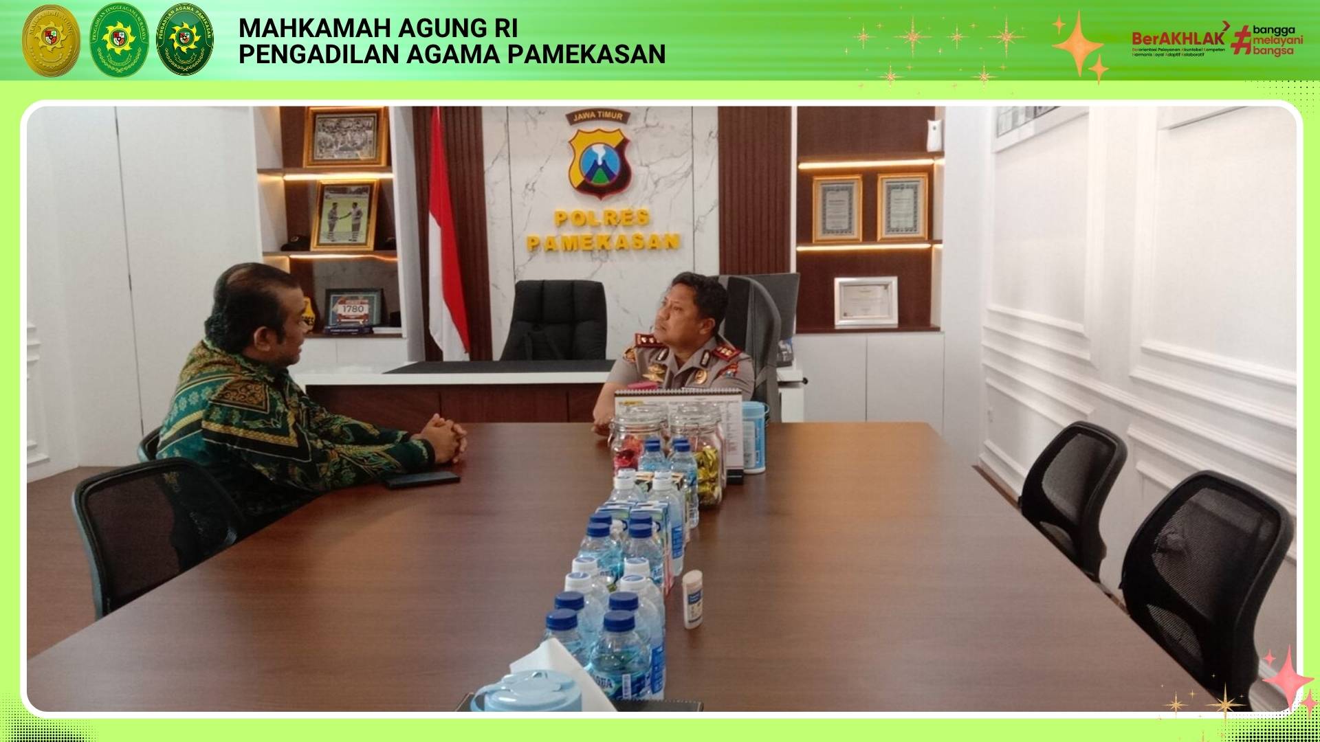 Tingkatkan Koordinasi Lintas Sektoral. Ketua PA Pamekasan Bahas Tiga Agenda Strategis di Polres Pamekasan